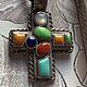 Rainbow Cross, 925 silver, natural stones, Europe, Vintage pendants, Arnhem,  Фото №1
