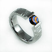 Украшения handmade. Livemaster - original item Titanium ring with timascus Ti 1003 textured. Handmade.