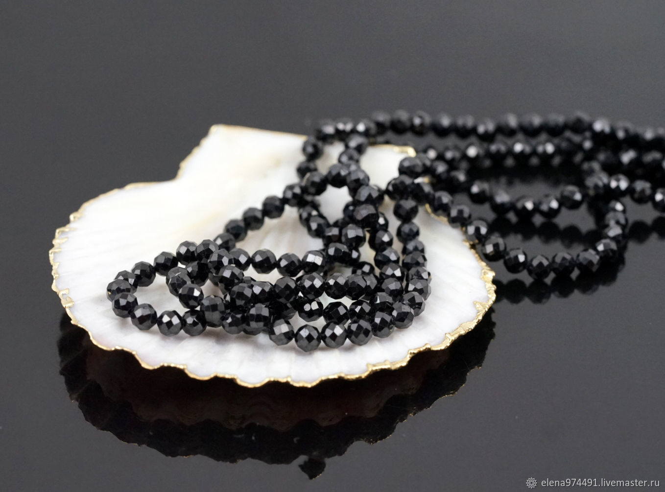 Бусины черной шпинели, ювелирная огранка, нить купить в интернет ...