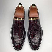 Обувь ручной работы handmade. Livemaster - original item Men`s loafers, made of genuine crocodile leather, in Burgundy color.. Handmade.