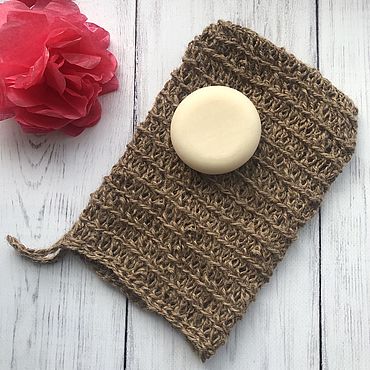 Ярмарка Мастеров - ручная работа Мочалка-варежка из 100% конопли. Handmade.