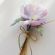 Brooch made of silk pansies