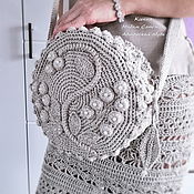 Сумки и аксессуары handmade. Livemaster - original item Linen round knitted bag 
