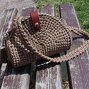 Сумки и аксессуары handmade. Livemaster - original item Crossbody bag: Knitted bag made of polyester mocha cord. Handmade.