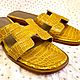 Sandals made of genuine crocodile leather, in yellow!. Flip flops. SHOES&BAGS. My Livemaster. Фото №6