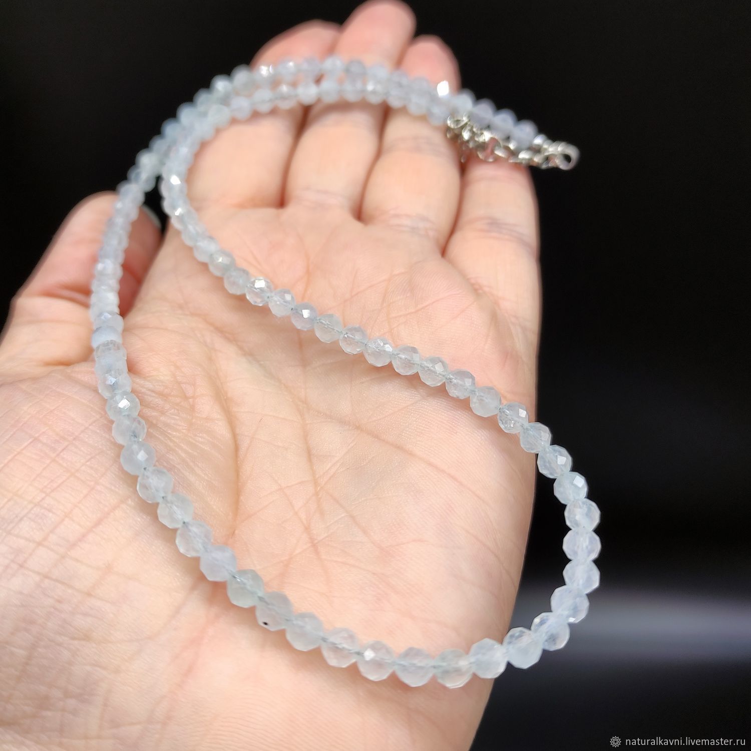 Натуральный Аквамарин Нежные Бусы с огранкой купить в интернет-магазине ...