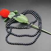 Работы для детей, ручной работы. Ярмарка Мастеров - ручная работа Beads made of natural black pearls of class AAA, d 7 mm. Handmade.