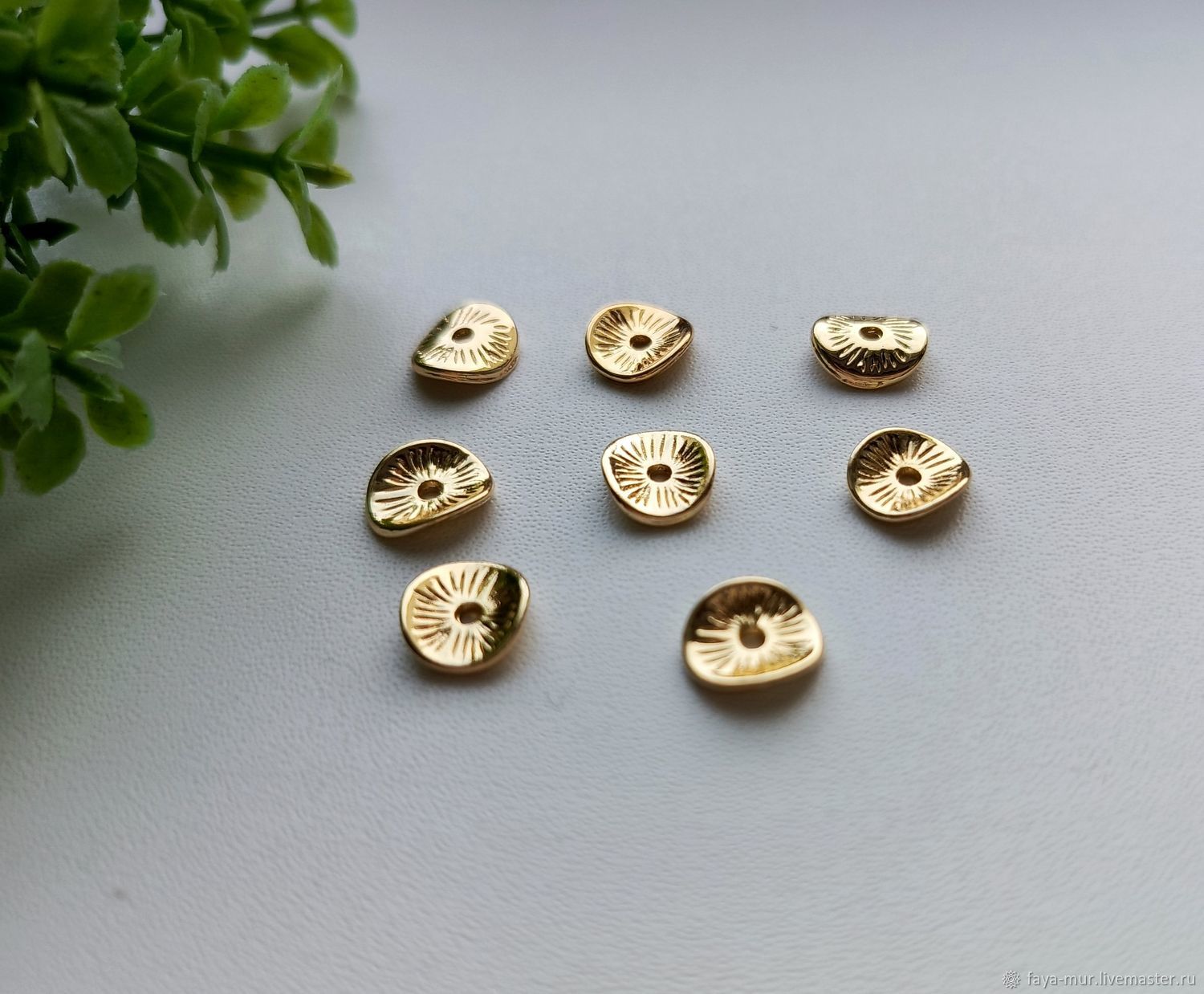 Корейская фурнитура: разделитель бусин Диск 9*8 мм. Латунь, позолота ...