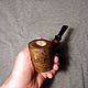 Walnut pipe in the bark Poker Straight mouthpiece, Tobacco pipe, Leningradskaya,  Фото №1