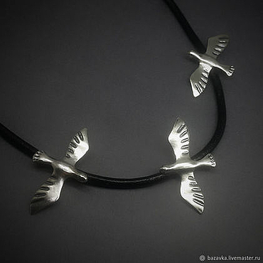 Картины и панно ручной работы. Ярмарка Мастеров - ручная работа Серебряное колье Птицы. Handmade.
