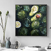 Картины и панно handmade. Livemaster - original item Avocado and Lime painting, Fruit painting, Kitchen painting.. Handmade.