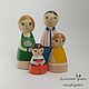 Wooden Figurines Hand-painted Family, Puppet show, Penza,  Фото №1