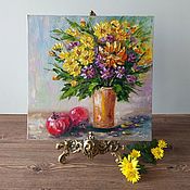 Картины и панно handmade. Livemaster - original item Oil painting on canvas Yellow Chrysanthemums!. Handmade.
