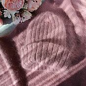 Платки: Вязаный комплект из пуха норки платок, повязка и варежки