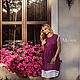 Order Berry-colored linen dress with white lace. molinialife. Livemaster. . Dresses Фото №3