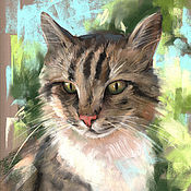 Картины и панно handmade. Livemaster - original item Pictures: Cunning cat. Print from the author`s work. Handmade.