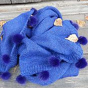 Аксессуары ручной работы. Ярмарка Мастеров - ручная работа Blue knitted scarf, stole. Handmade.