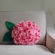 Розовая декоративная подушка гортензия, 3D подушка цветок. Подушки. AVELVI-DESIGN. Интернет-магазин Ярмарка Мастеров.  Фото №2