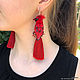 Earrings-birds-brushes 'Cardinal Richelieu'. Tassel earrings. Coffeelena. My Livemaster. Фото №4
