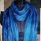 Linen boho scarf blue male female gift. Scarves. SilkColor. My Livemaster. Фото №6