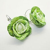 Украшения handmade. Livemaster - original item Cabbage earrings made of polymer clay Earrings with cabbage Vegetable jewelry. Handmade.