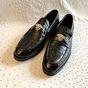 Обувь ручной работы handmade. Livemaster - original item Loafers for men, made of genuine crocodile leather, in black!. Handmade.