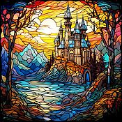 Картины и панно handmade. Livemaster - original item Stained glass painting, stained glass painting Fairy Castle. Landscape. Handmade.