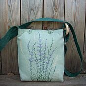 Сумки и аксессуары handmade. Livemaster - original item Crossbody bag: Linen bag with Lavender embroidery. Cross body.. Handmade.