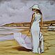 Painting with a girl Walking by the sea 40*50 cm, Pictures, Chekhov,  Фото №1