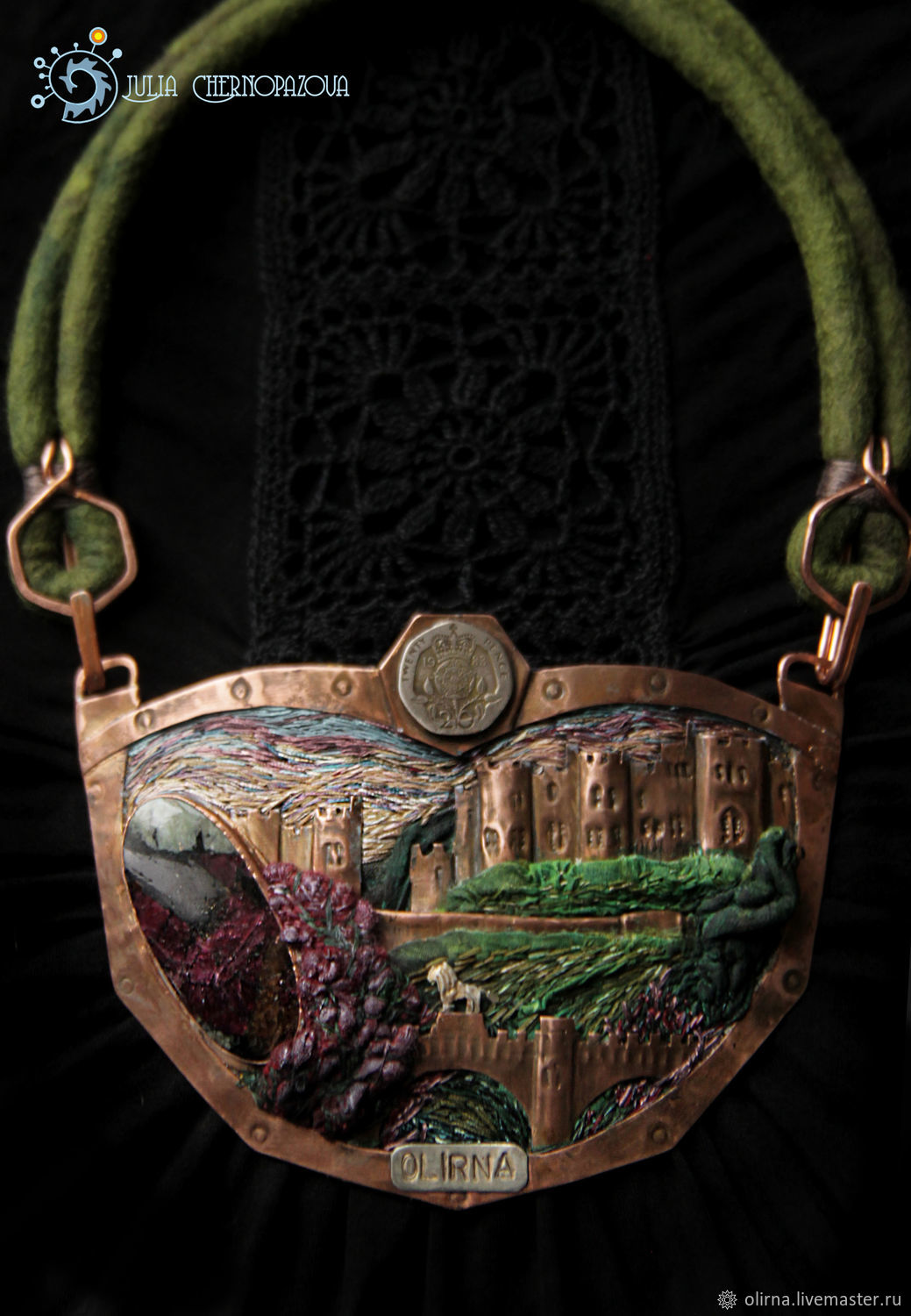 "Alnwick Castle" колье медь, серебро, вышивка заказать на Ярмарке