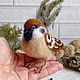 Order custom. The bird is made of wool. Felt bird. Sparrow. Game in felting. Livemaster. . Felted Toy Фото №3