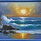 Картина маслом "Закат на море" 30*40 в раме, Картины, Королев,  Фото №1