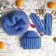 Knitted accessories set 'Blue Jeans', Headwear Sets, Moscow,  Фото №1
