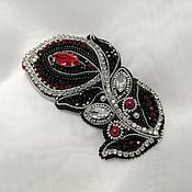 Украшения handmade. Livemaster - original item Pin brooch: black and red feather.. Handmade.