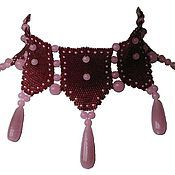 Украшения ручной работы. Ярмарка Мастеров - ручная работа Necklace of beads "Bordeaux and pink". Handmade.