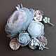 Valley of Cloud Flowers Brooch Bouquet of flowers made of fabric and genuine leather. Brooches. ms. Decorator. My Livemaster. Фото №6