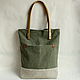 Army green color bag made of soft thick canvas, Classic Bag, Moscow,  Фото №1