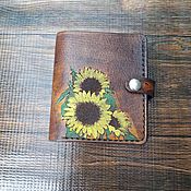Сумки и аксессуары handmade. Livemaster - original item Leather wallet with Sunflowers engraving. Handmade.