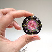 Украшения handmade. Livemaster - original item Transparent Earrings Geometry Mandala Pattern Ethnic Stained Glass Black Pink. Handmade.