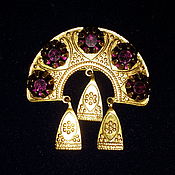 Earrings 1960s pink tourmaline,gold plated,vintage USSR, new,brand