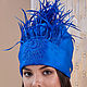 Order Royal Blu silk organza turban with lace and feathers. TURBAN SVS. Livemaster. . Turban Фото №3