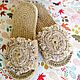Home knitted Slippers in boho style with embroidery and massage sole, Flip flops, Voronezh,  Фото №1