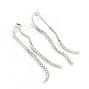Украшения handmade. Livemaster - original item Silver earrings with cubic zirconia, evening earrings 