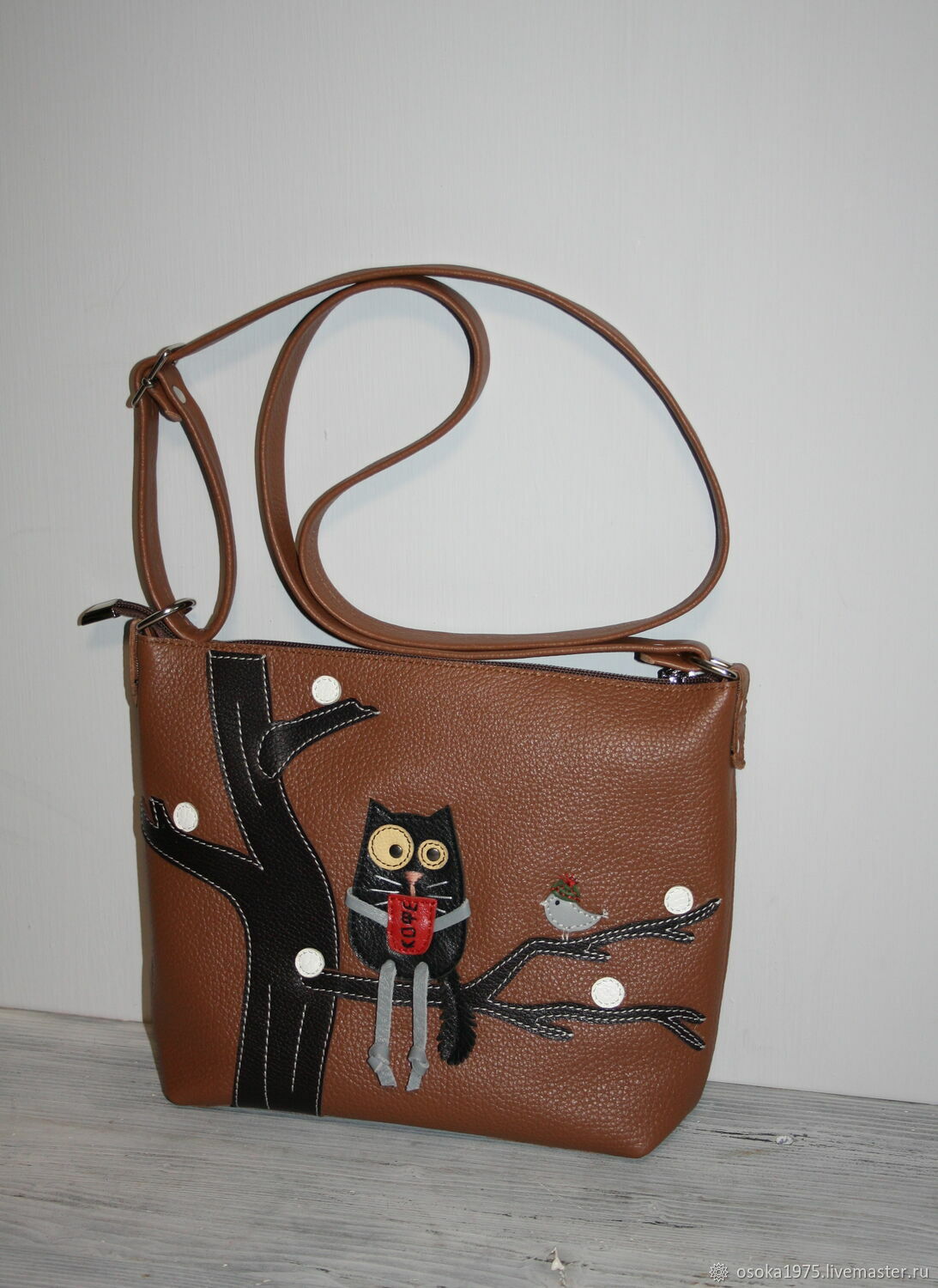 Сумка кожаная женская "Утренний кофе, мур-р-р" в интернет-магазине ...