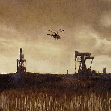 Картины и панно ручной работы. Ярмарка Мастеров - ручная работа Картина нефтью "Степные нефтекачалки" Подарок нефтянику. Handmade.