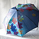 Зонт трость расписной  "Осенние листья и снег". Зонты. Umbrella Fine Art зонты с росписью. Интернет-магазин Ярмарка Мастеров.  Фото №2