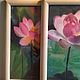 Picture of a pink Lotus flower on a green background in a frame, pastel. Pictures. olga-klim (olga-klim). My Livemaster. Фото №4