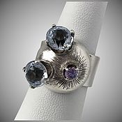 Винтаж handmade. Livemaster - original item Vintage silver ring with three stones. Handmade.