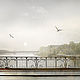 Photo picture with a view of St. Petersburg gray pastel landscape