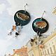 Earrings with amber ' Autumn in St. Petersburg', Earrings, Moscow,  Фото №1